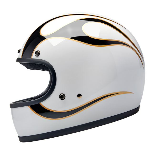 Biltwell Gringo Helmet Gloss White/Black Flames Size Xl The Biltwell G