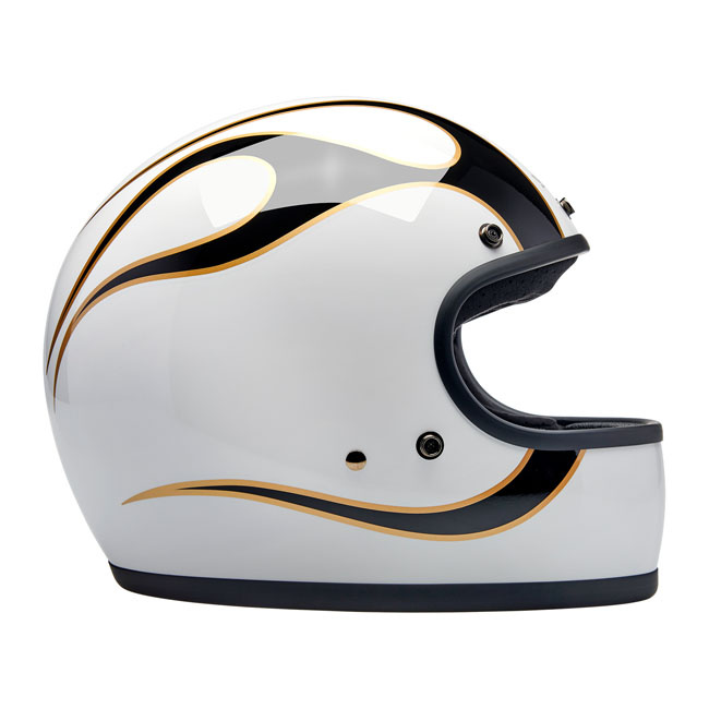 Biltwell Gringo helmet gloss white/black flames Size 2XL The Biltwell