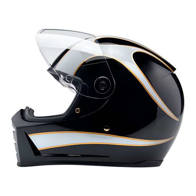 Biltwell Lane Splitter helmet white flames Size XS Progressively style