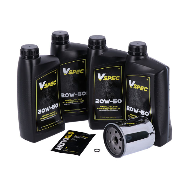 Mcs, Engine Oil Service Kit. Chrome. 4L. 20W50 Mineral  86-98 FLT/Tour