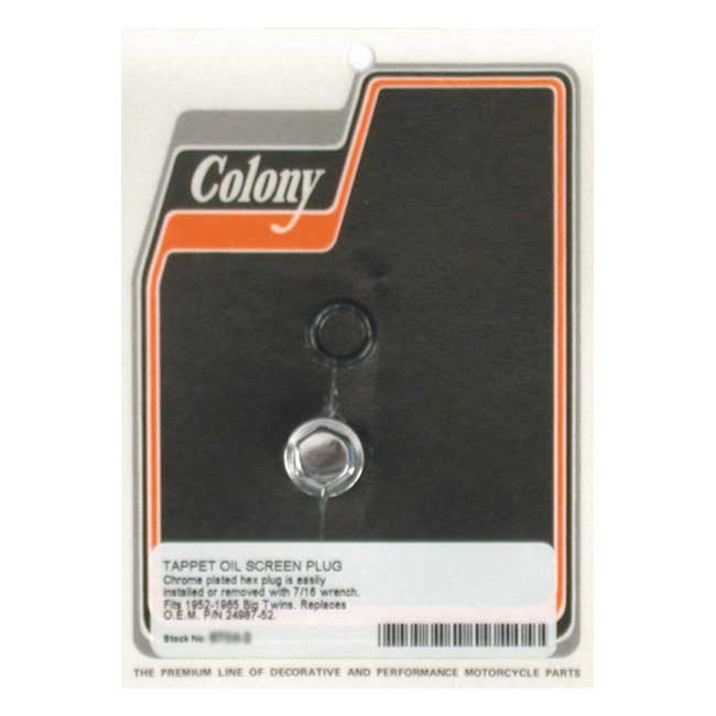 Colony, Hex Plug Oil Screen Crankcase. Chrome 52-65 B.T.