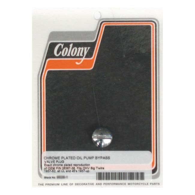 Colony Bypass Plug, Oil Pump 36-52 B.T. Ohv & Flathead, 37-52 45