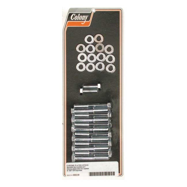 Colony, Sportster Rocker Box Bolt Kit. Hex, Chrome 57-76 Sportster