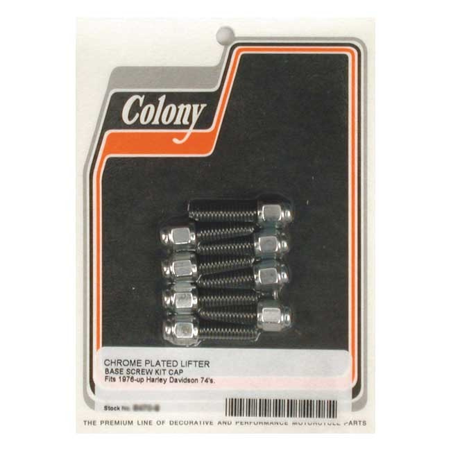 Colony, Tappet Block Mount Kit. Cap Style, Chrome L76-84 Shovelhead, 8