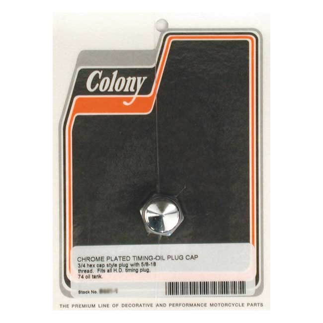 Colony, Timing/Drain Plug. Cap Style. Chrome Timing Plug: 38-99 B.T. (