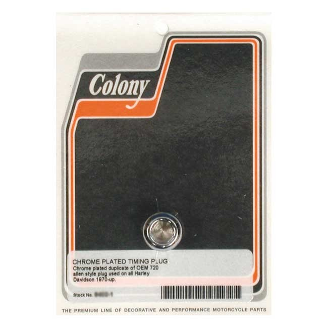 Colony, Timing Plug. Oem Style Allen. Chrome Timing Plug: 38-99 B.T. (