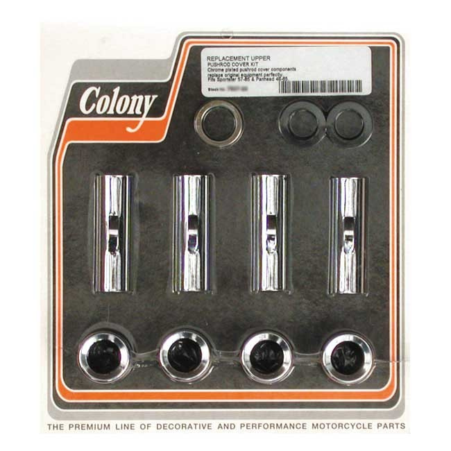 Colony, 48-65 & 57-85  Upper Pushrod Cover Kit. Chrome 48-65 Panhead,