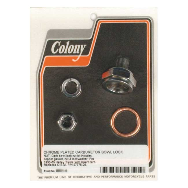Colony Linkert Carb Bowl Lock Nut Kit 30-65 H-D With Linkert Carb