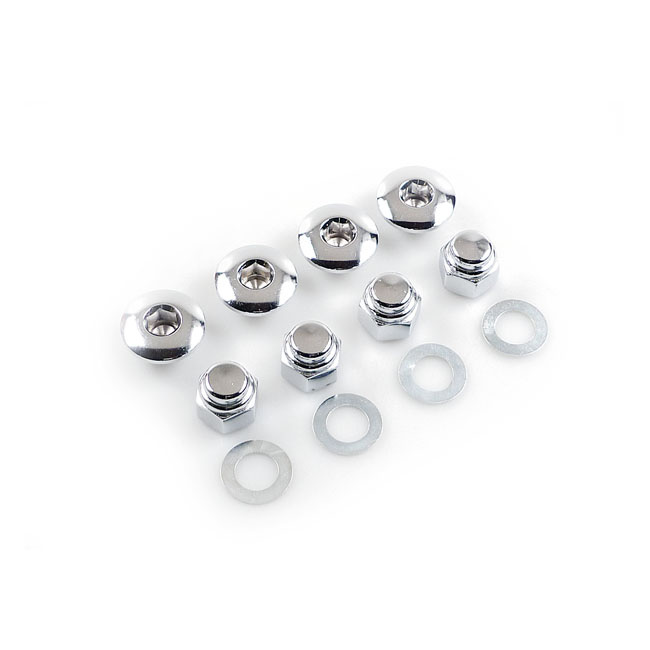 Colony, Rocker Shaft Plug & Nut Kit. Buttonhead. Chrome L71-84 Shovelh