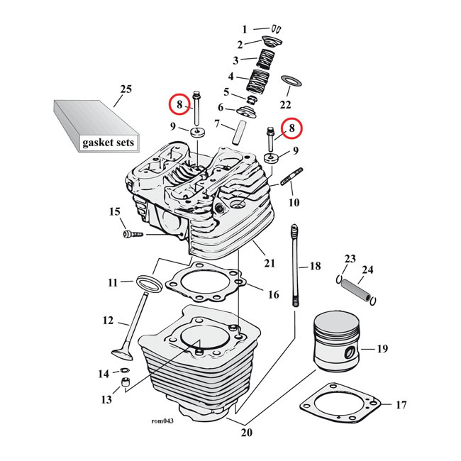 Colony Cyl Head Bolt Kit 92-17 B.T. (Excl. M8), 92-21 Xl, 08-12Xr1200