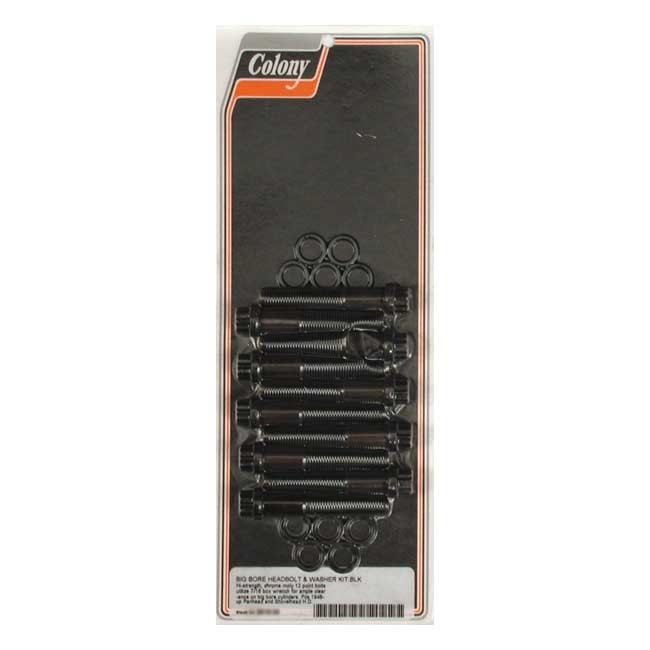 Colony, 12-Point 'Big Bore' Head Bolt Kit. Black 48-84 Pan, Shovel