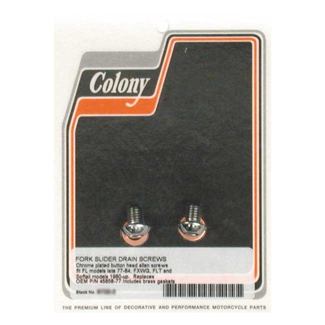 Colony Drain Screws, Fork Slider Fork Slider Drain Plug: 49-E77 Fl  Cr