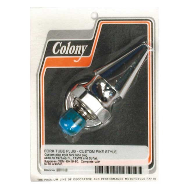 Colony, Spike Fork Tube Cap Bolt Kit. Chrome L77-84 Fl, 80-86 Fxwg, 80