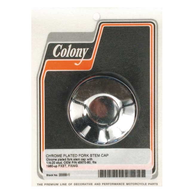 Colony, Fork Stem Bolt Cover Fl. Chrome 49-84 Fl, 80-86 Fxwg, 80-13 Fl
