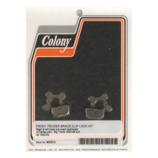 Colony, Springer Fender Brace Clip Locks. Parkerized 34-48 B.T., 40-54