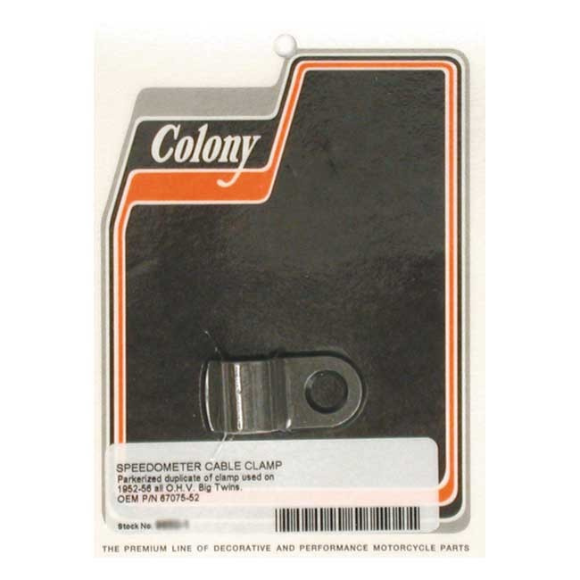 Colony, Speedo Cable Clamp. Black Parkerized 52-56 Ohv B.T.