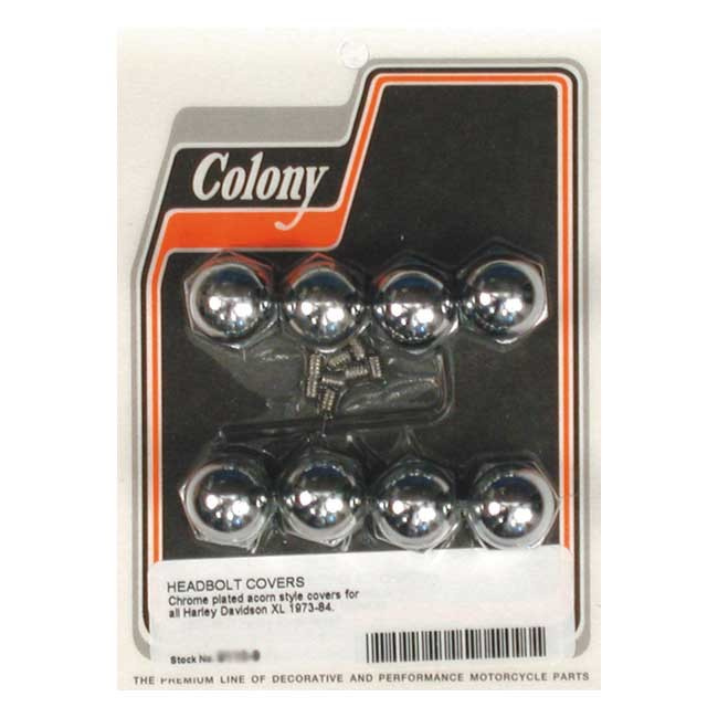 Colony, Head Bolt Cover Kit. Acorn, Chrome 73-84 Xl