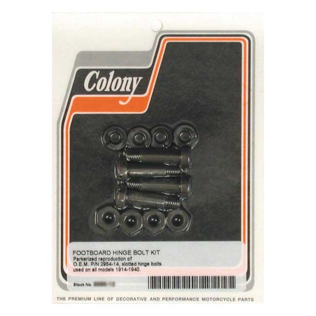 Colony, Rider Floorboard Hinge Bolt Mount Kit. Slotted 1914-E1982 H-D