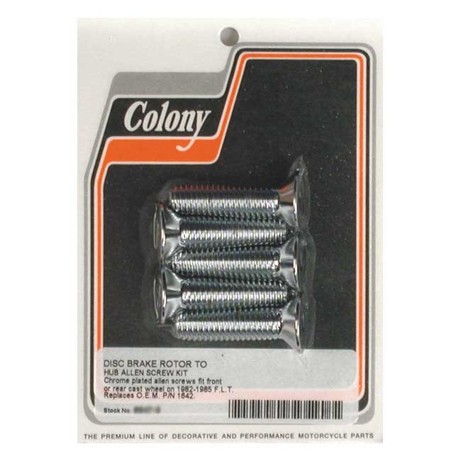Colony, Rear Brake Rotor Bolt Kit. Chrome 82-85 Flt Rear