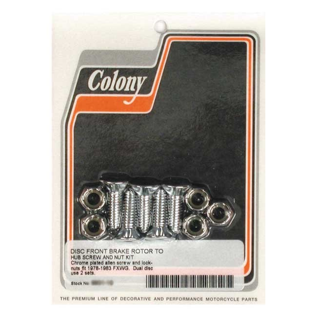 Colony, Front Brake Rotor Bolt & Nut Kit. Chrome 78-83 Fxwg