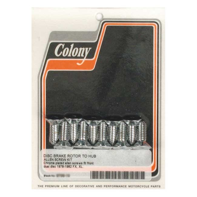 Colony, Front Brake Rotor Bolt Kit. Chrome 78-82 Fx, Xl. With Dual Dis