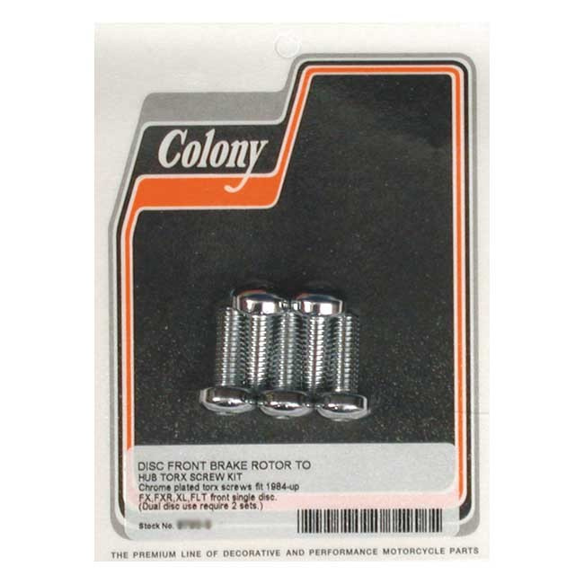Colony, Front Brake Rotor Bolt Kit. Chrome 84-15Fx, 84-94Fxr, 84-21 Fl