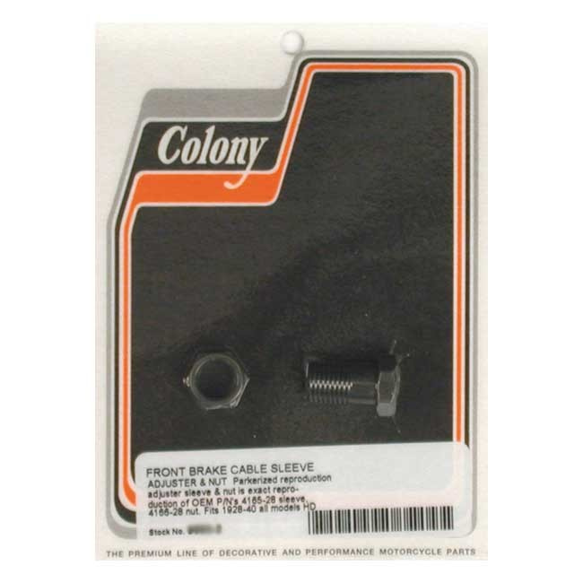 Colony, Front Brake Cable Adjuster. Black Parkerized 28-40 H-D