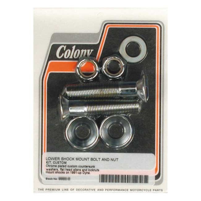 Colony, Lower Dyna Shock Mount  Kit. Chrome 91-01 Dyna
