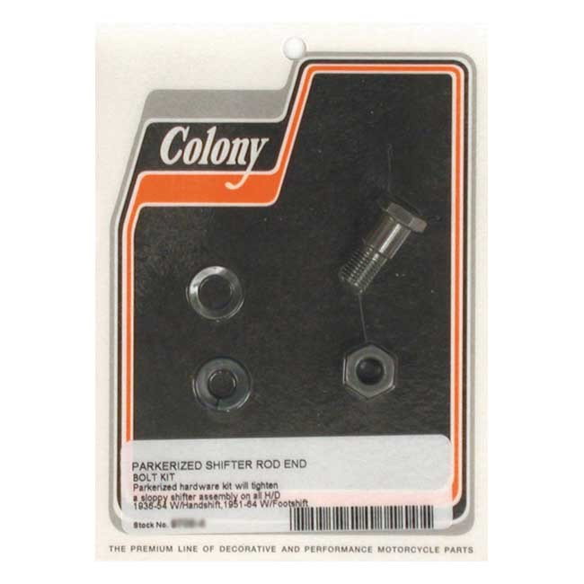 Colony, Shifter Rod Bolt End Kit. Black 36-54 Hand Shift H-D, 51-64 Fo