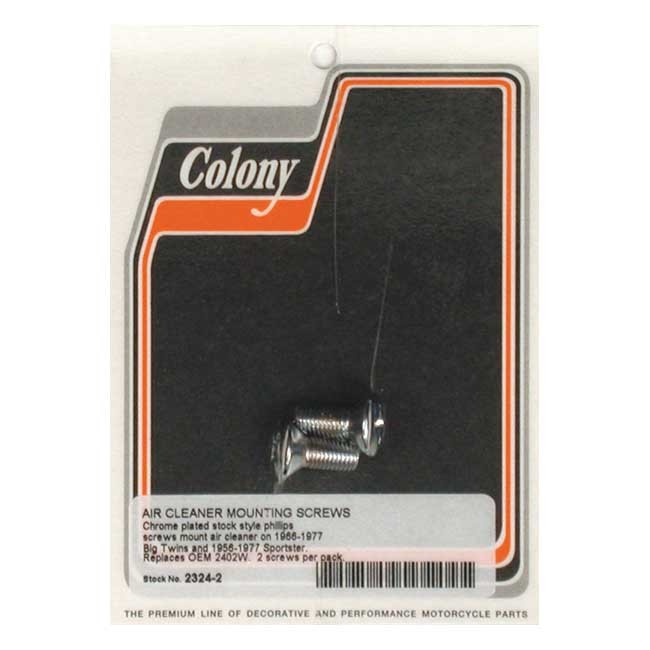 Colony, Air Cleaner Cover Mount Screw Kit. Chrome 67-78 B.T., Xl