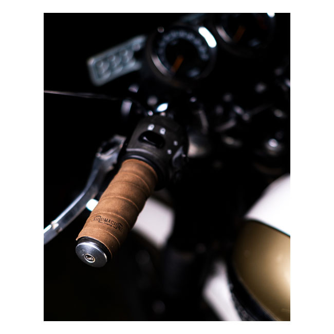Trip Machine, Leather Handlebar Grip Wraps. Tobacco Brown Universal Ha