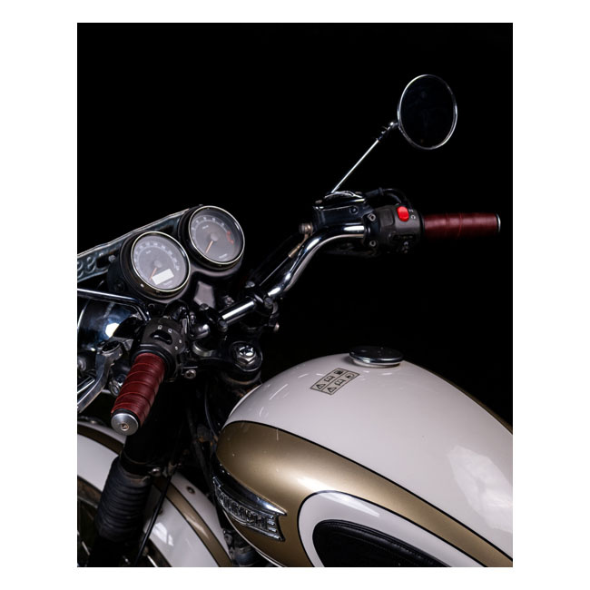 Trip Machine, Leather Handlebar Grip Wraps. Cherry Red Universal Handl