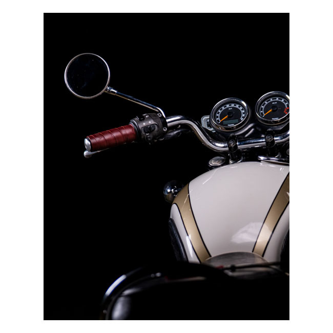 Trip Machine, Leather Handlebar Grip Wraps. Cherry Red Universal Handl