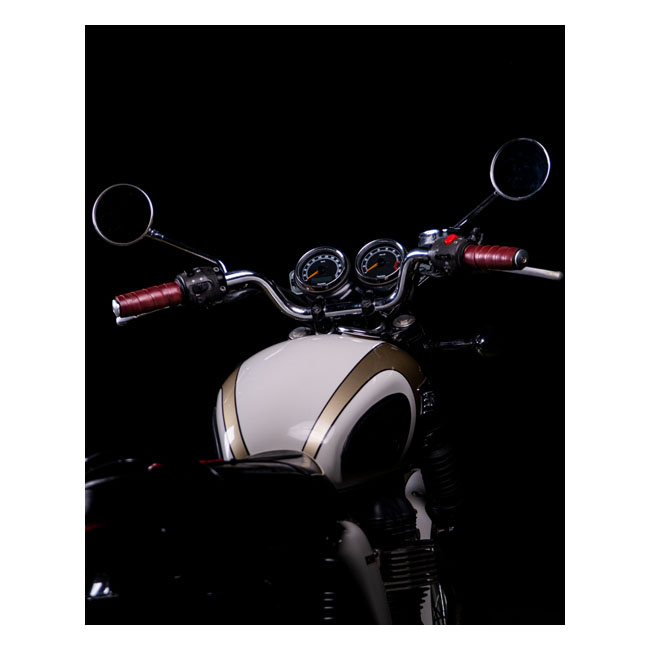 Trip Machine, Leather Handlebar Grip Wraps. Cherry Red Universal Handl