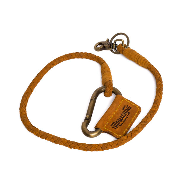 Trip Machine Braided Key Chain Tan Complete Length With Carabiner 25 I