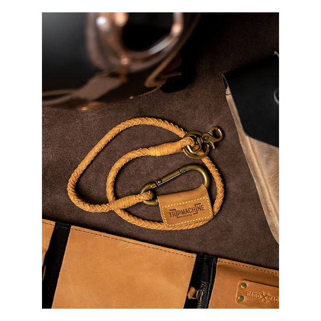 Trip Machine Braided Key Chain Tan Complete Length With Carabiner 25 I