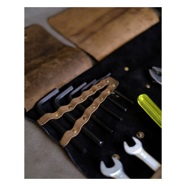 Trip Machine Tool Roll Tobacco / Black Universal Handmade From Genuine