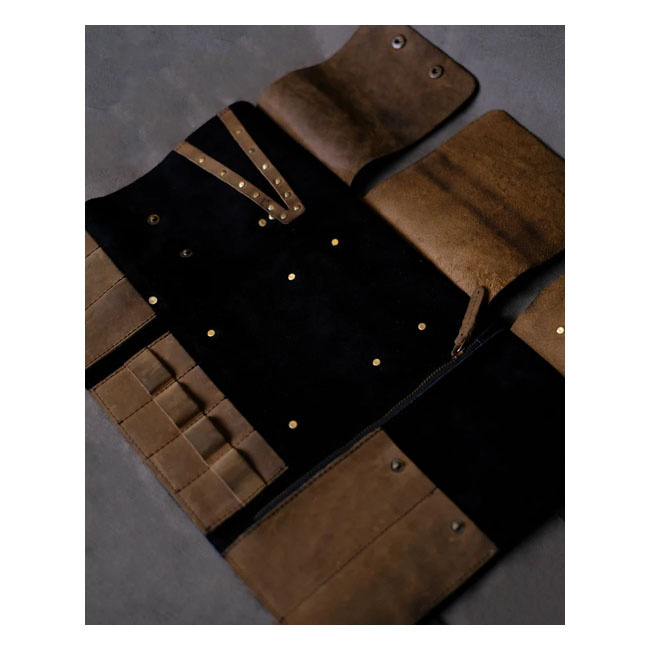 Trip Machine Tool Roll Tobacco / Black Universal Handmade From Genuine