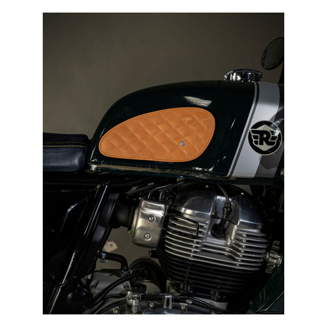 Trip Machine, Diamond Leather Gas Tank Pad Set. Tan To Your Tank Handm