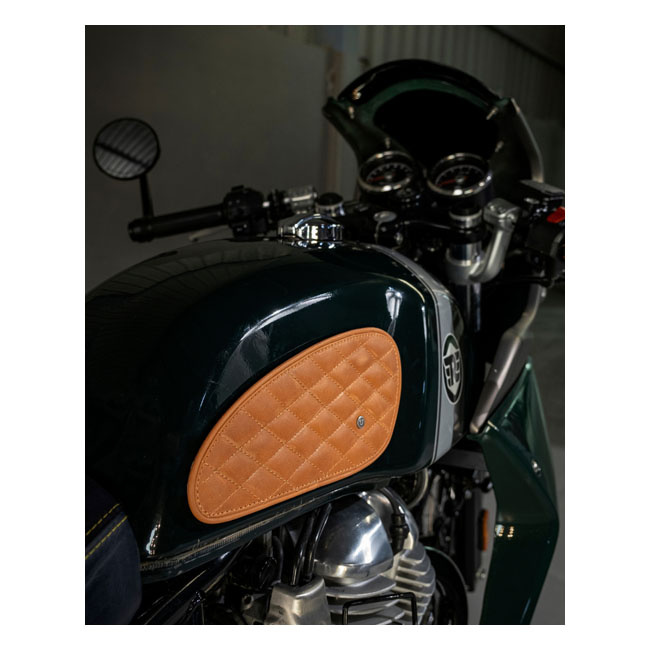 Trip Machine, Diamond Leather Gas Tank Pad Set. Tan To Your Tank Handm