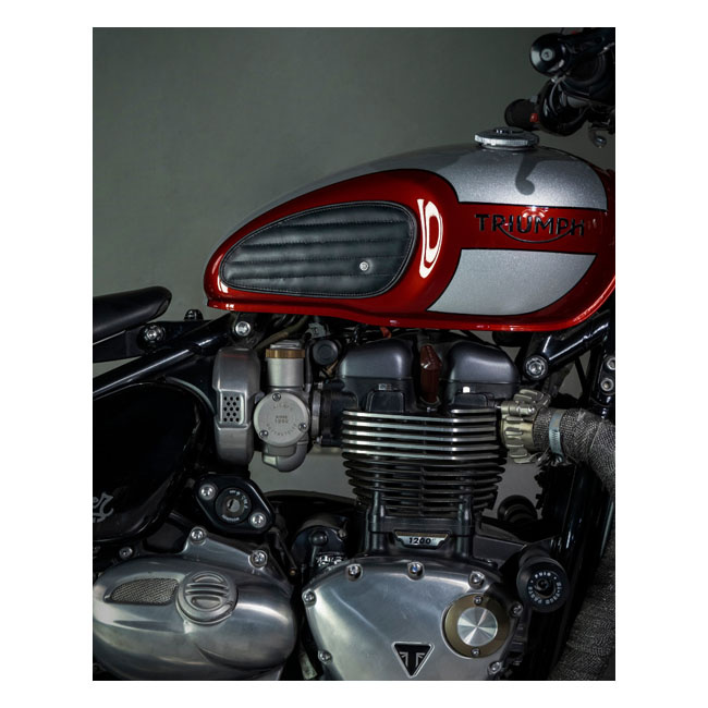 Trip Machine, Classic Leather Tank Pad Set. Black Universal Handmade L