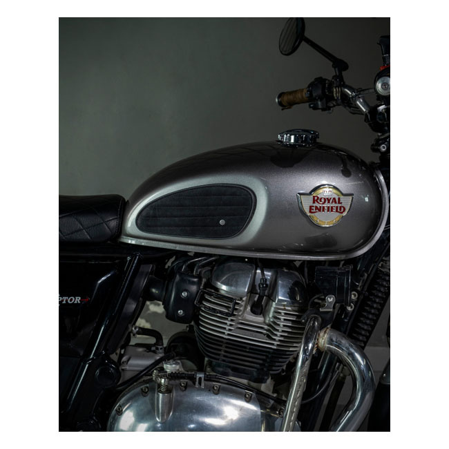 Trip Machine, Classic Leather Tank Pad Set. Black Suede Universal Hand