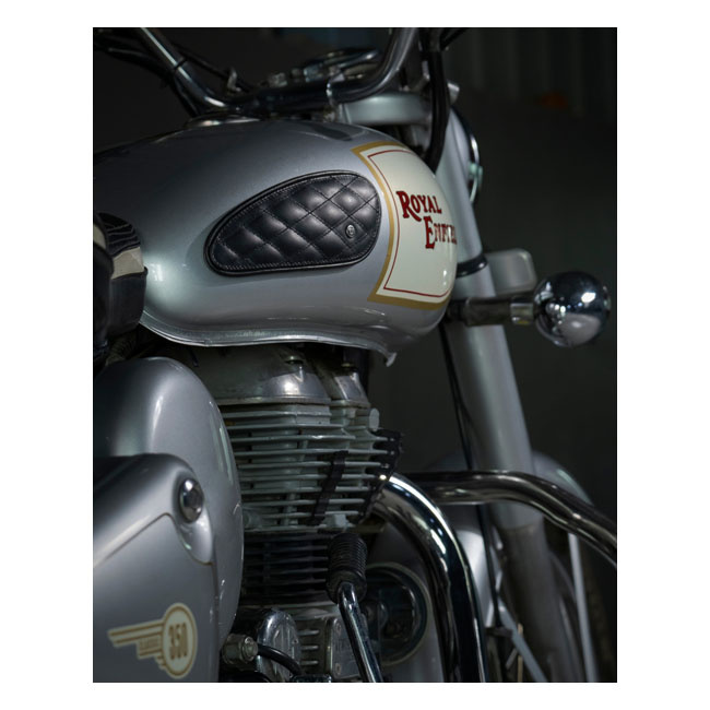 Trip Machine, Mini Diamond Tank Pads. Black Universal Handmade Leather