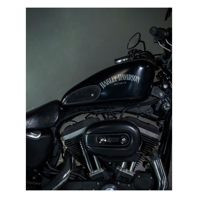 Trip Machine, Mini Classic Leather Tank Pads. Black Suede Universal Ha