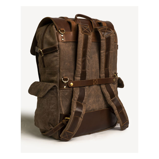 Trip Machine, Rambler Backpack. Vintage Tan Universal Heavy Duty Waxed