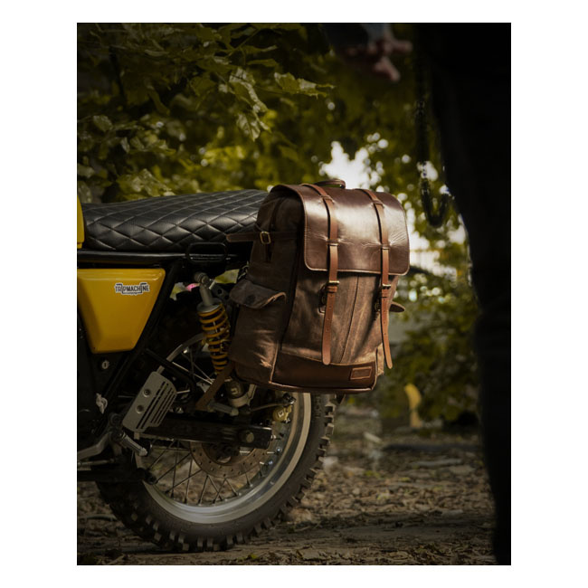 Trip Machine, Rambler Backpack. Vintage Tan Universal Heavy Duty Waxed