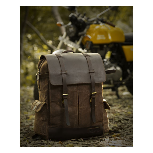 Trip Machine, Rambler Backpack. Tobacco Brown Universal Heavy Duty Wax