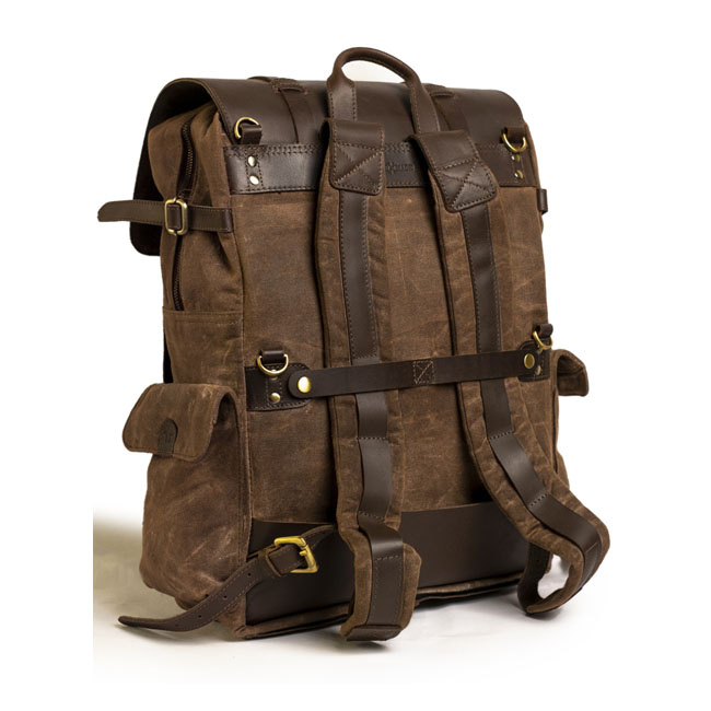 Trip Machine, Rambler Backpack. Tobacco Brown Universal Heavy Duty Wax
