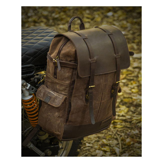 Trip Machine, Rambler Backpack. Tobacco Brown Universal Heavy Duty Wax