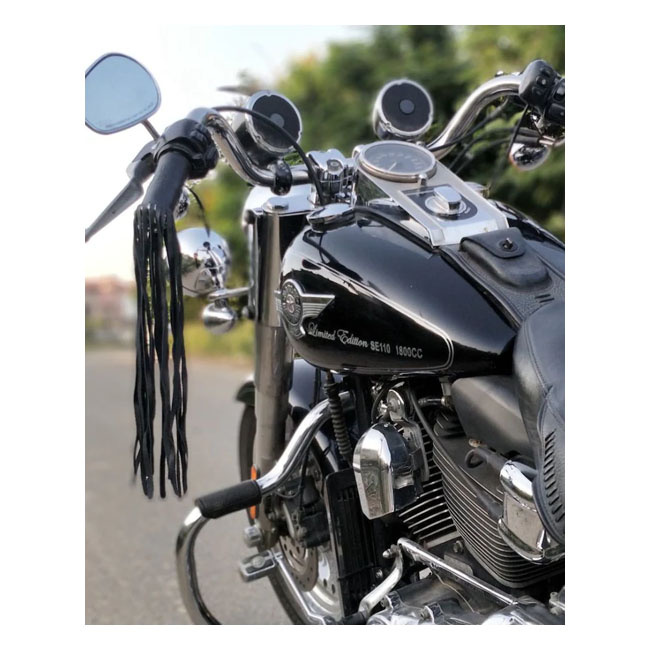 Trip Machine, Leather Grip Tassels. Black Universal Grip Fringes Are T